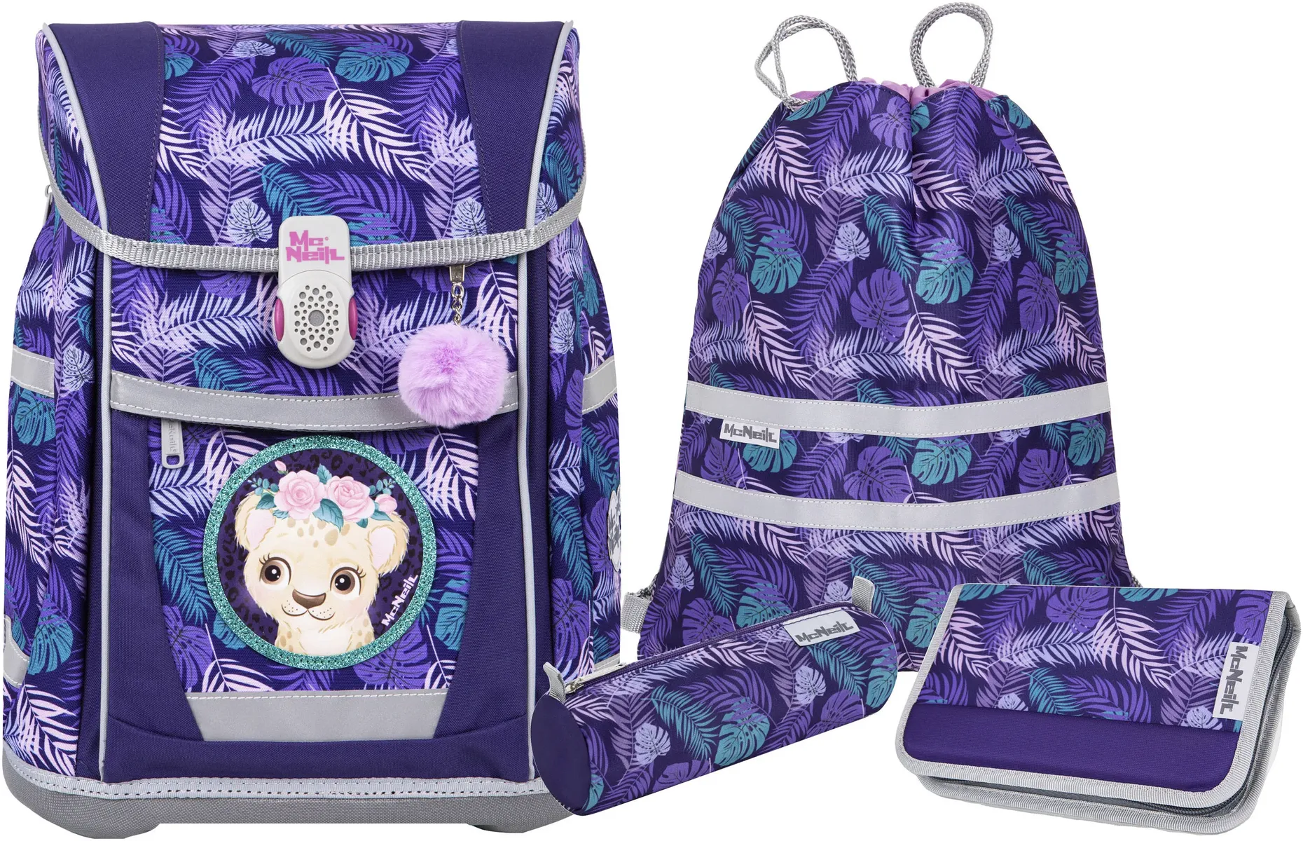 Школьная сумка McNeill "Tenero, Jungle", светоотражающие полосы на лямках, светоотражающие поверхности, в том числе пенал, спортивная сумка, рулончик для карандашей и магнит с мотивом, цвет Dschungel
Школьная сумка McNeill "Tenero, Jungle", светоотражающие полосы на лямках, светоотражающие поверхности, в том числе пенал, спортивная сумка, рулончик для карандашей и магнит с мотивом, цвет Dschungel