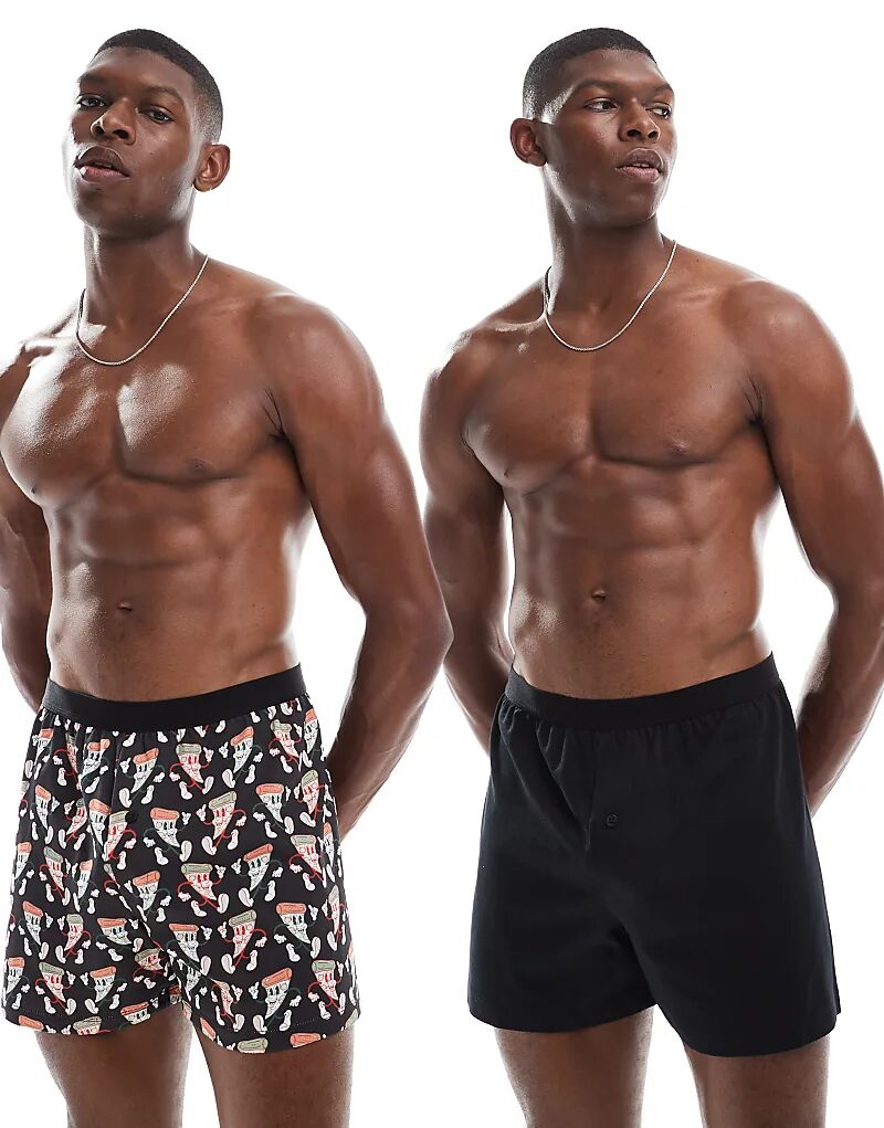 Комплект из двух пар боксеров ASOS DESIGN с принтом пиццы, цвет черный
Комплект из двух пар боксеров ASOS DESIGN с принтом пиццы, цвет черный