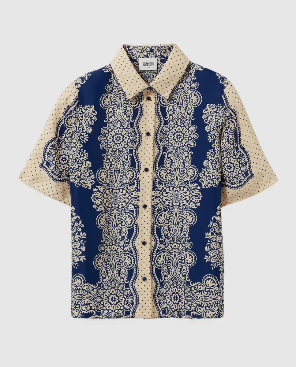Женская короткая рукавная рубашка с принтом Claudie Pierlot, синий
Женская короткая рукавная рубашка с принтом Claudie Pierlot, синий