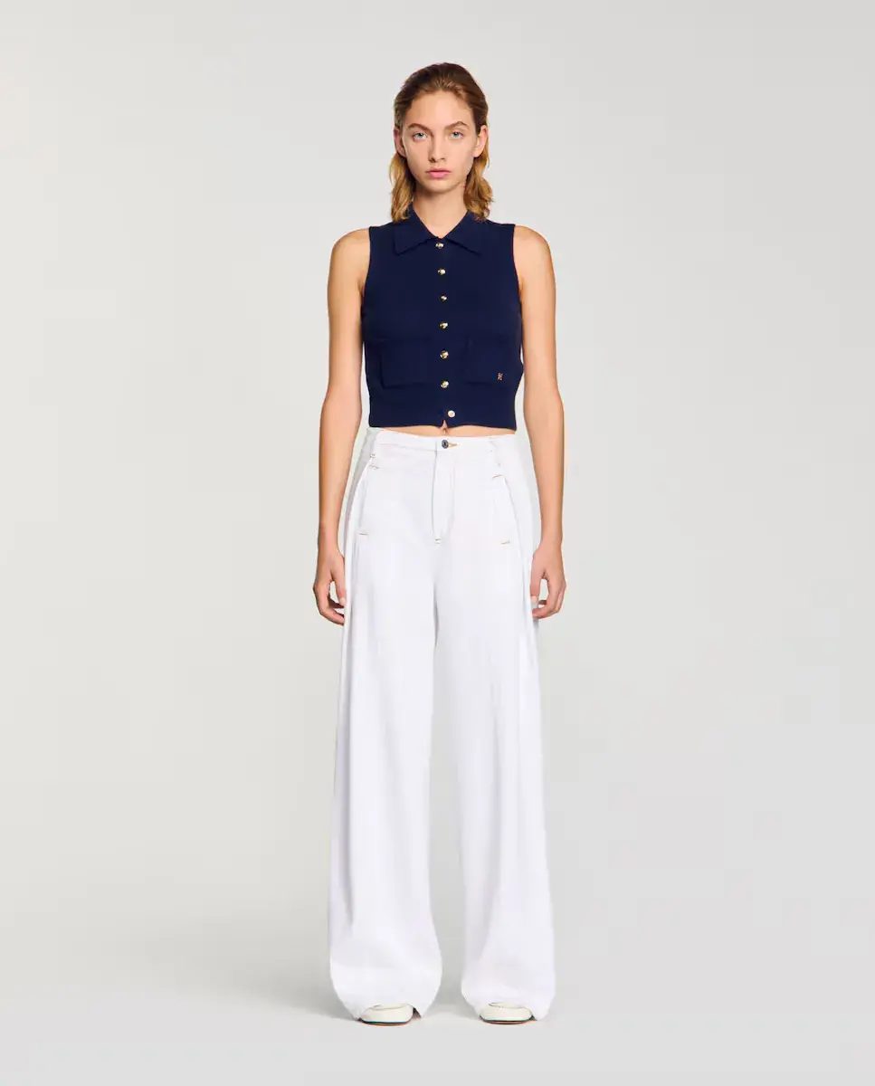 Женские широкие стеганые джинсы Sandro, белый
Женские широкие стеганые джинсы Sandro, белый