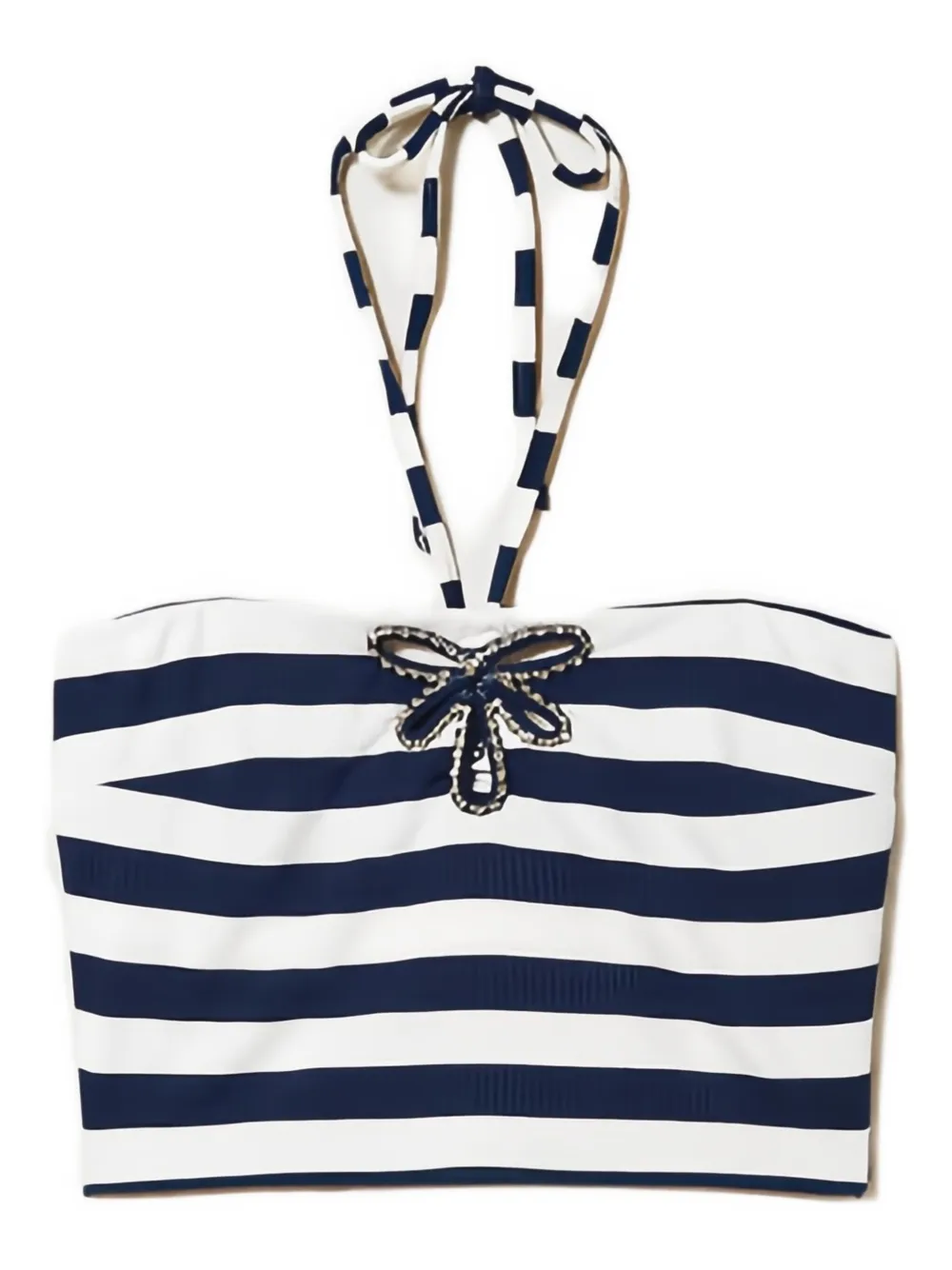 Полосатый декорированный топ с халтернеем TWINSET, белый
Полосатый декорированный топ с халтернеем TWINSET, белый