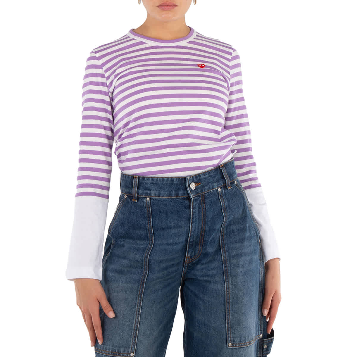 Cdg Play Футболка с длинным рукавом с горизонтальной полосатой эмблемой в виде сердца, фиолетовый/белый
Cdg Play Футболка с длинным рукавом с горизонтальной полосатой эмблемой в виде сердца, фиолетовый/белый