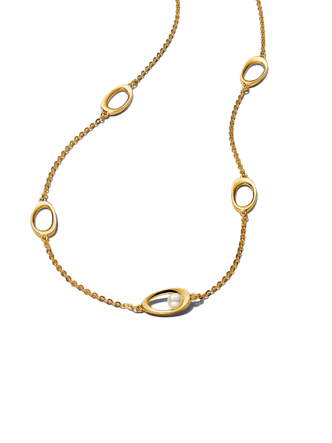 Ожерелье из органически обработанного овального пресноводного культивированного жемчуга Pandora, 14-каратное золотое покрытие
Ожерелье из органически обработанного овального пресноводного культивированного жемчуга Pandora, 14-каратное золотое покрытие