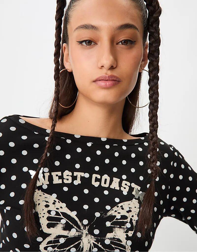 Футболка Stradivarius Polka dot Print с вырезом-лодочкой, черного цвета
Футболка Stradivarius Polka dot Print с вырезом-лодочкой, черного цвета