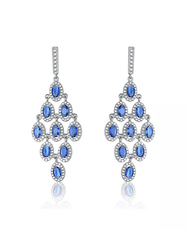 Элегантные серьги-люстры из стерлингового серебра с родиевым покрытием, украшенные зелеными круглыми кубическими цирконами. Genevive, blue
Элегантные серьги-люстры из стерлингового серебра с родиевым покрытием, украшенные зелеными круглыми кубическими цирконами. Genevive, blue