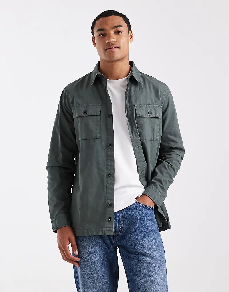 Потертая хлопковая поплиновая кофта на пуговицах Threadbare темно-зеленого цвета
Потертая хлопковая поплиновая кофта на пуговицах Threadbare темно-зеленого цвета