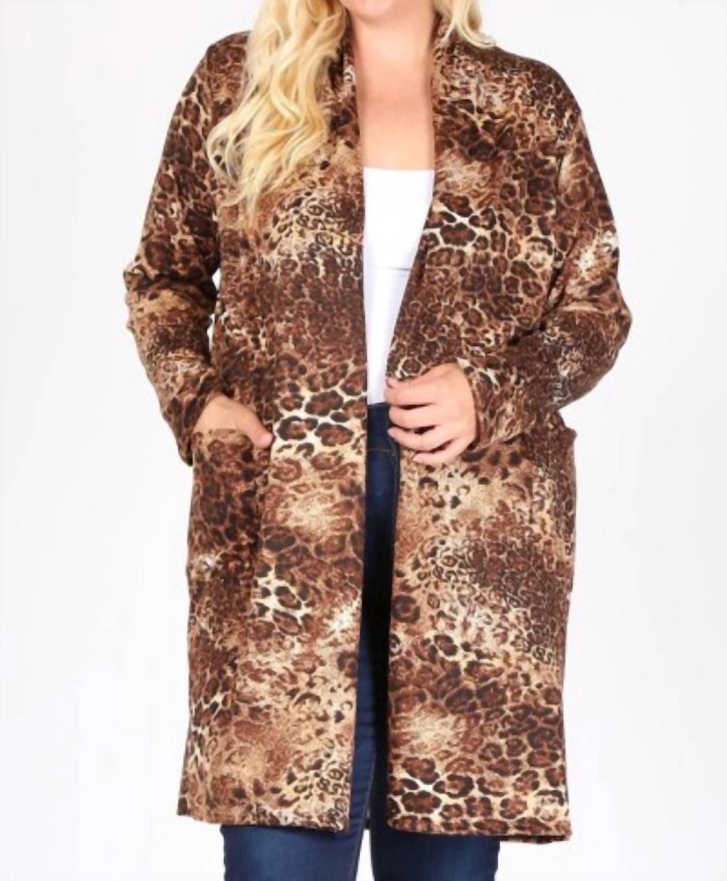 Бежевый кардиган с леопардовым принтом Emetla 
Бежевый кардиган с леопардовым принтом Emetla
