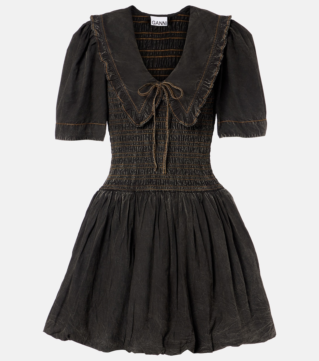 Джинсовое мини-платье с бантиком Ganni, черный
Джинсовое мини-платье с бантиком Ganni, черный