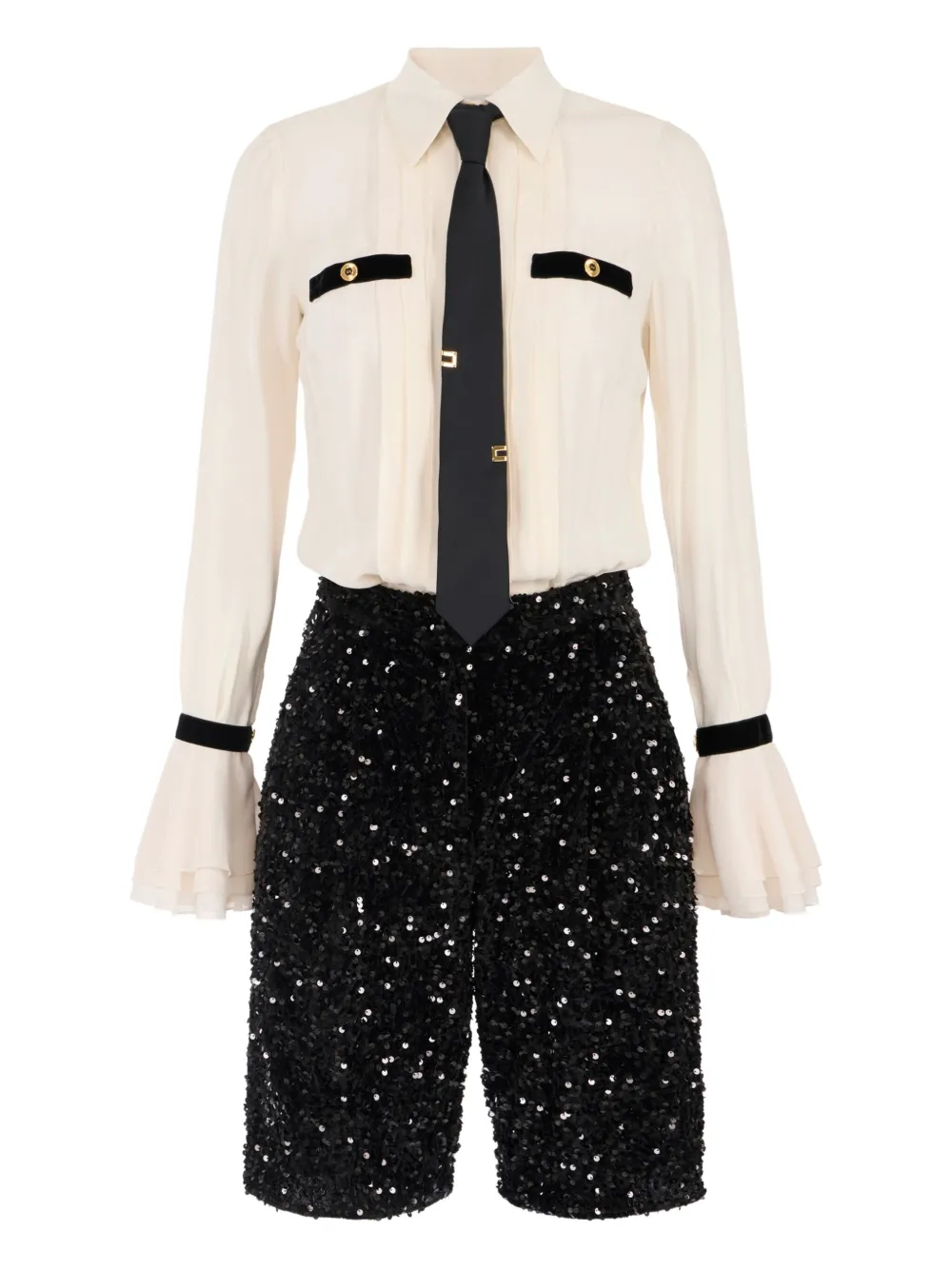 Ромпер с пайетками и завязками Elisabetta Franchi, белый
Ромпер с пайетками и завязками Elisabetta Franchi, белый