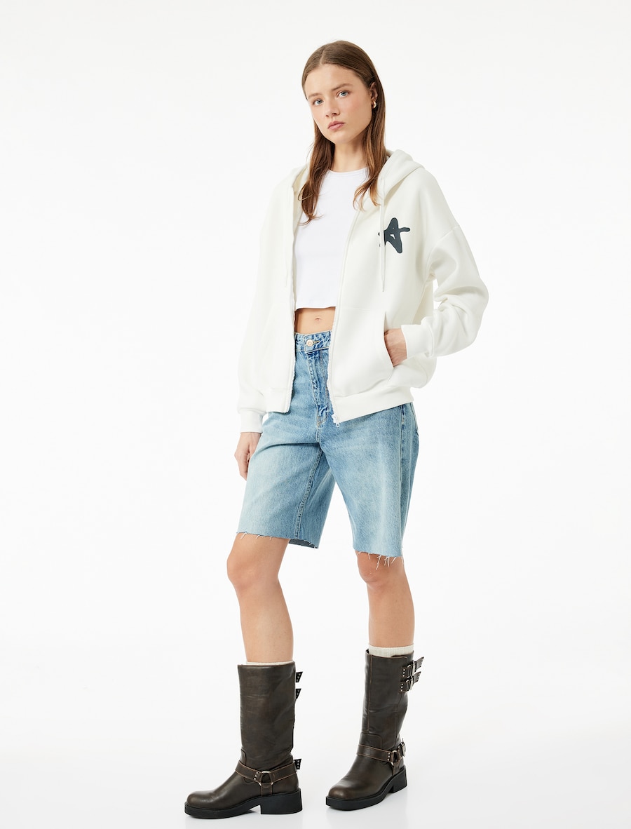 Толстовка с капюшоном на молнии Koton, экрю
Толстовка с капюшоном на молнии Koton, экрю