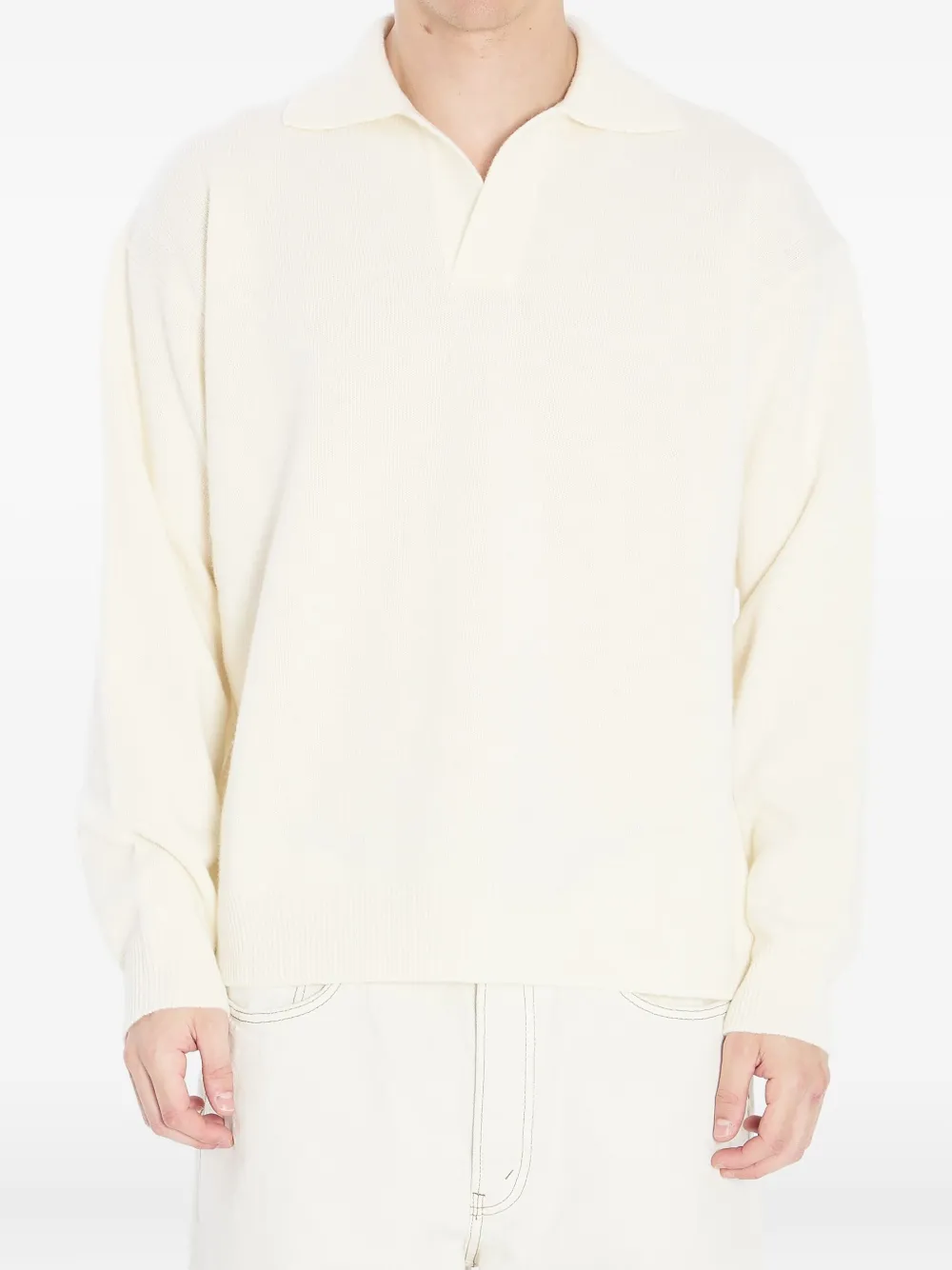 Свитер с V-образным вырезом и воротником-поло Roberto Collina, белый
Свитер с V-образным вырезом и воротником-поло Roberto Collina, белый