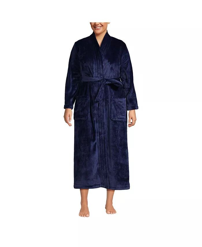 Уютный плюшевый длинный халат больших размеров с запахом Lands' End, синий
Уютный плюшевый длинный халат больших размеров с запахом Lands' End, синий
