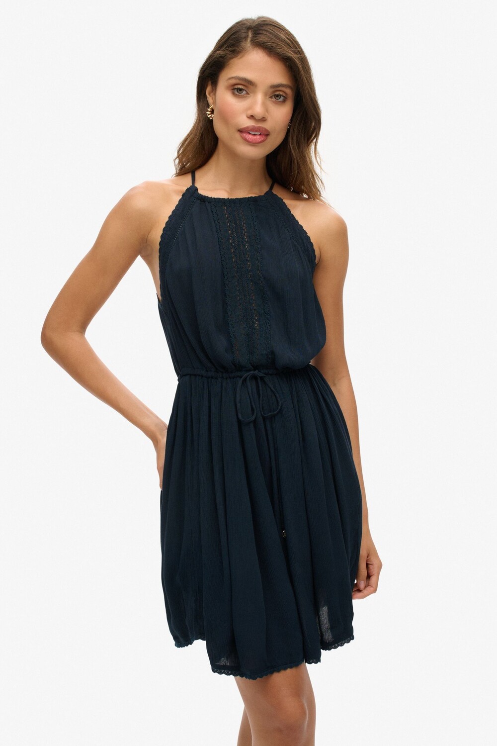 Белое мини платье Ibiza с бретелью через шею Superdry, синий
Белое мини платье Ibiza с бретелью через шею Superdry, синий