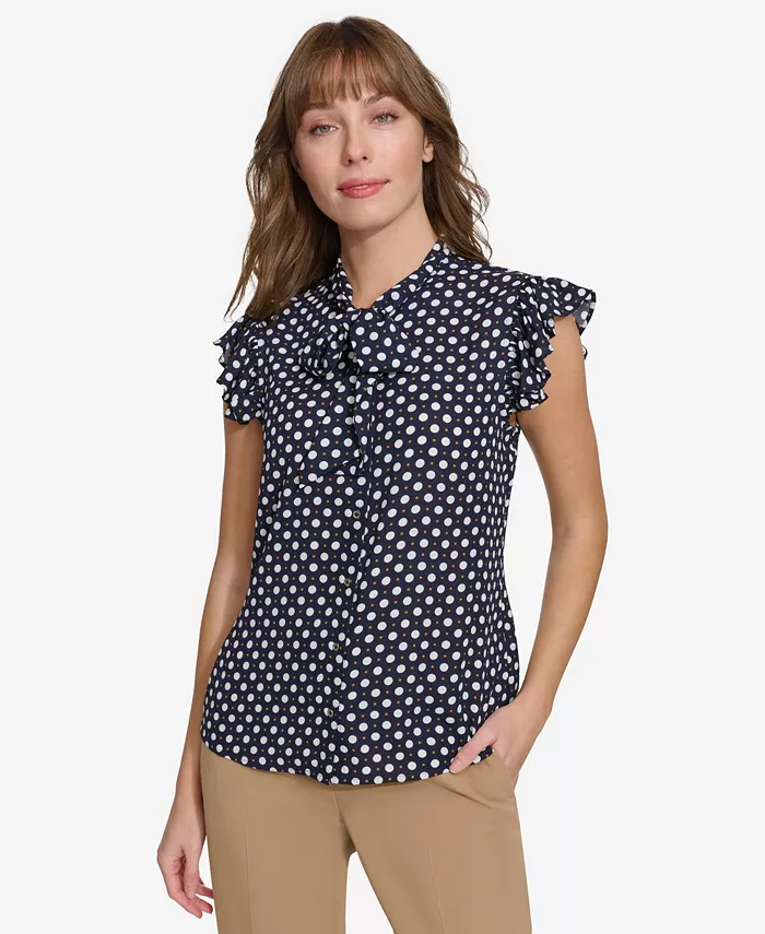 Женская блузка с двойными точками и оборками на рукавах, бантом Tommy Hilfiger, синий
Женская блузка с двойными точками и оборками на рукавах, бантом Tommy Hilfiger, синий