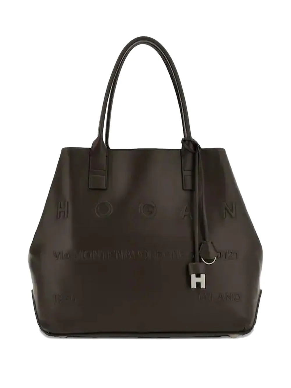 Кожаная сумка-тоут с тисненым логотипом Hogan, коричневый
Кожаная сумка-тоут с тисненым логотипом Hogan, коричневый