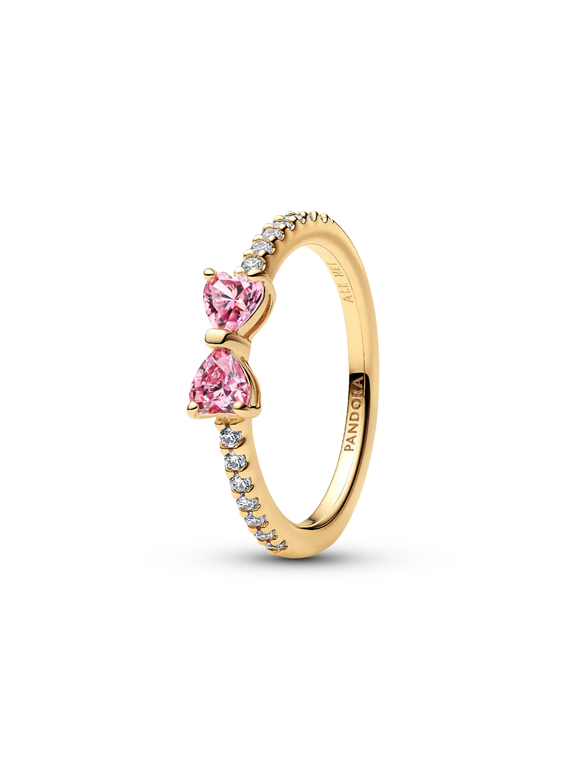 Кольцо с розовым бантом Pandora, 14-каратное золотое покрытие