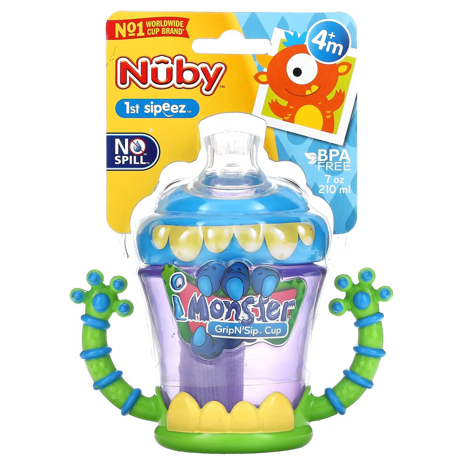 Чашка iMonster Grip N' Sip, от 4 месяцев, 7 унций (210 мл) Nuby
Чашка iMonster Grip N' Sip, от 4 месяцев, 7 унций (210 мл) Nuby