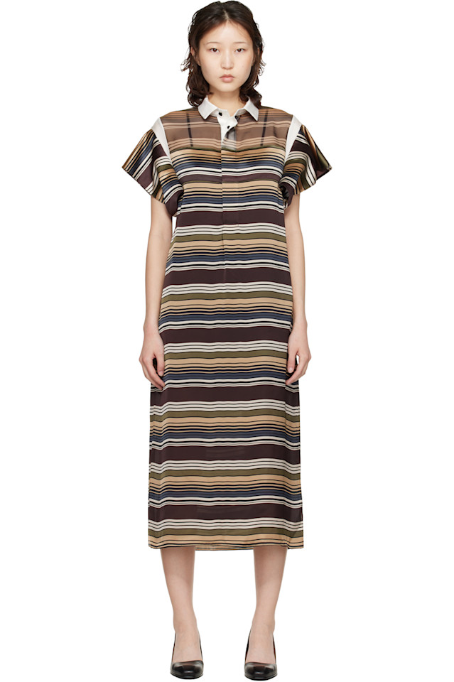 Sacai Платье миди в разноцветную горизонтальную полоску
Sacai Платье миди в разноцветную горизонтальную полоску