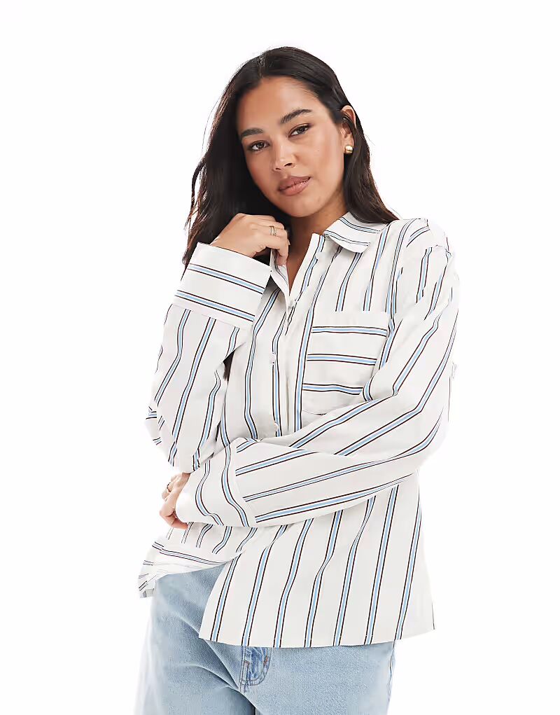 Рубашка свободного кроя из хлопкового поплина ASOS DESIGN с контрастными полосками
Рубашка свободного кроя из хлопкового поплина ASOS DESIGN с контрастными полосками
