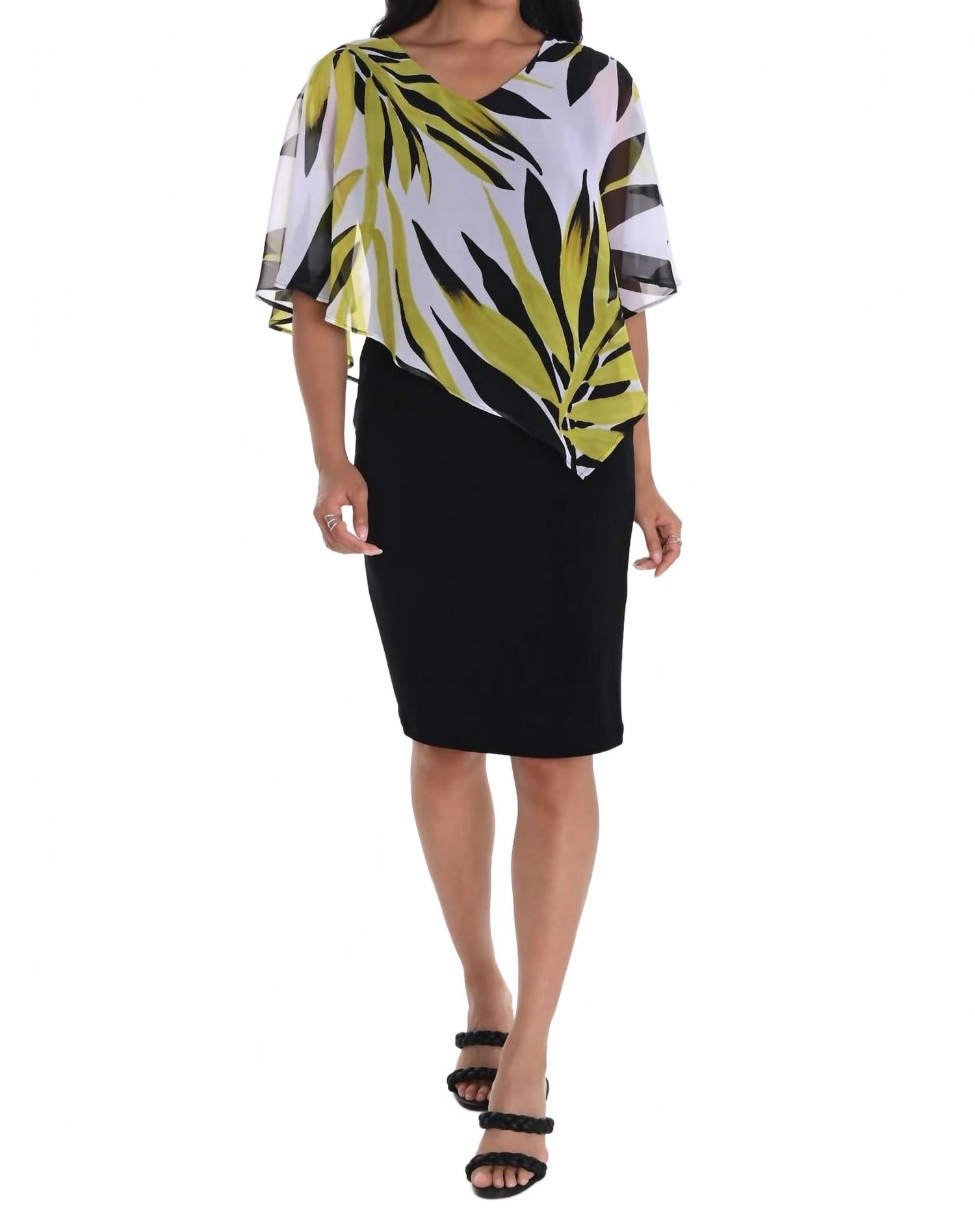 Frank Lyman Асимметричное платье из шифона с накладкой в виде листьев, цвет шартрез/черный
Frank Lyman Асимметричное платье из шифона с накладкой в виде листьев, цвет шартрез/черный