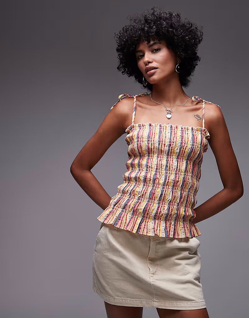 Топ Topshop со сборками в радужную полоску
Топ Topshop со сборками в радужную полоску