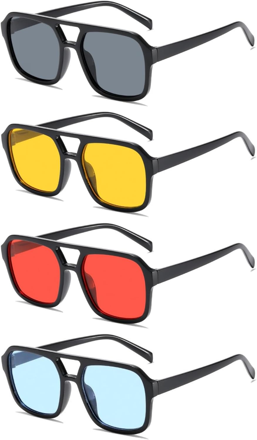 IKANOO 4 штуки винтажных ретро-солнцезащитных очков-авиаторов в стиле 70-х, квадратные, для женщин и мужчин, классические прямоугольные солнцезащитные очки, модные оттенки, Black+yellow+red+blue
IKANOO 4 штуки винтажных ретро-солнцезащитных очков-авиаторов в стиле 70-х, квадратные, для женщин и мужчин, классические прямоугольные солнцезащитные очки, модные оттенки, Black+yellow+red+blue