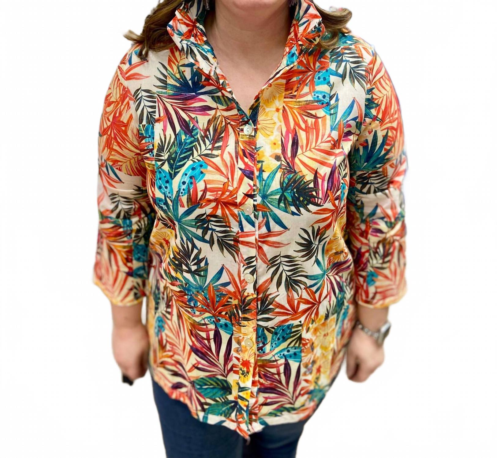 Принтованный топ с воротником-стойкой в мультиколоре TooFan
Принтованный топ с воротником-стойкой в мультиколоре TooFan