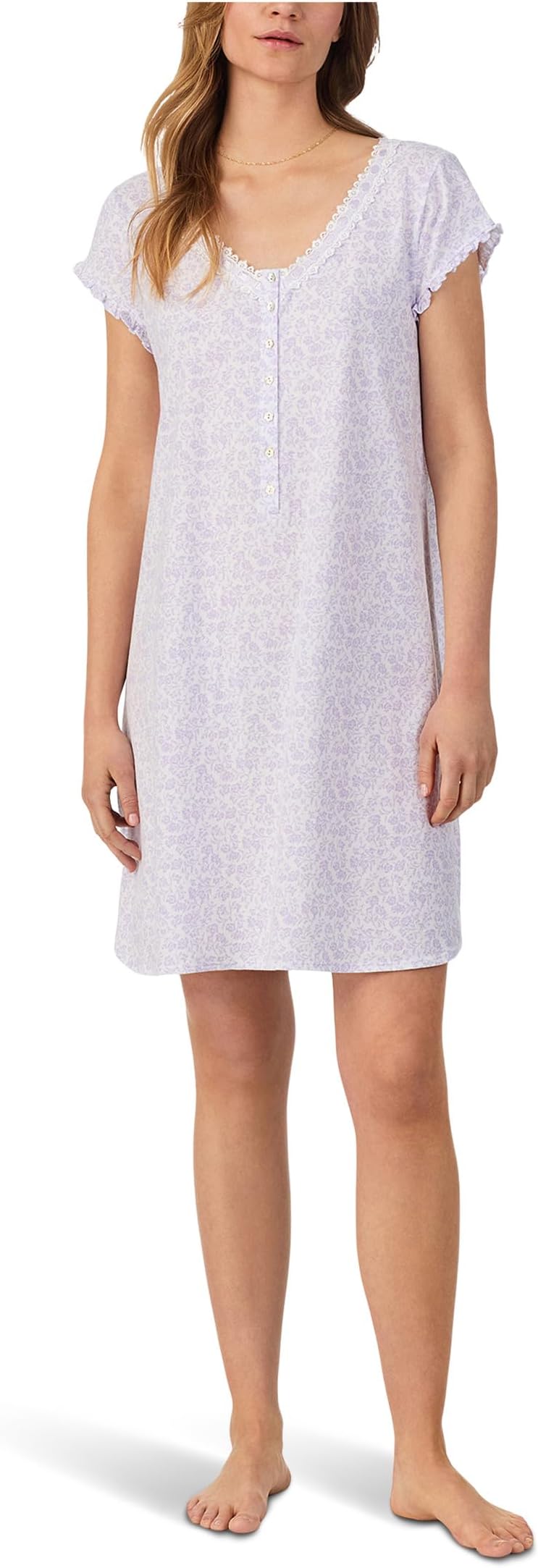Женская хлопковая трикотажная короткая ночная рубашка с рукавами-крылышками Eileen West, Lilac Floral
Женская хлопковая трикотажная короткая ночная рубашка с рукавами-крылышками Eileen West, Lilac Floral