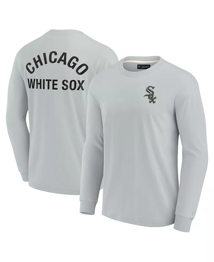 Мужская и женская серая супермягкая футболка с длинным рукавом Chicago White Sox Fanatics Signature
Мужская и женская серая супермягкая футболка с длинным рукавом Chicago White Sox Fanatics Signature