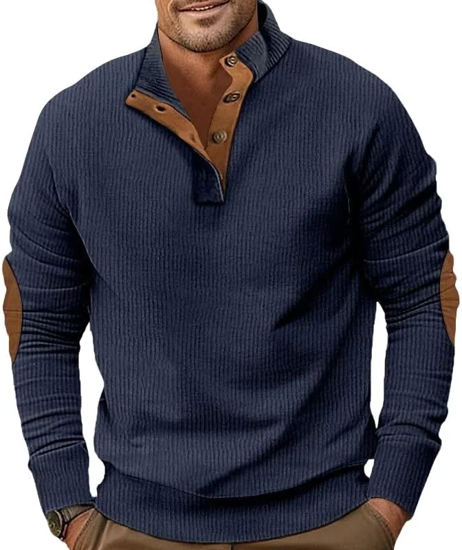 Мужской вельветовый свитер с отложным воротником и четвертью пуговиц Cobiako
Мужской вельветовый свитер с отложным воротником и четвертью пуговиц Cobiako