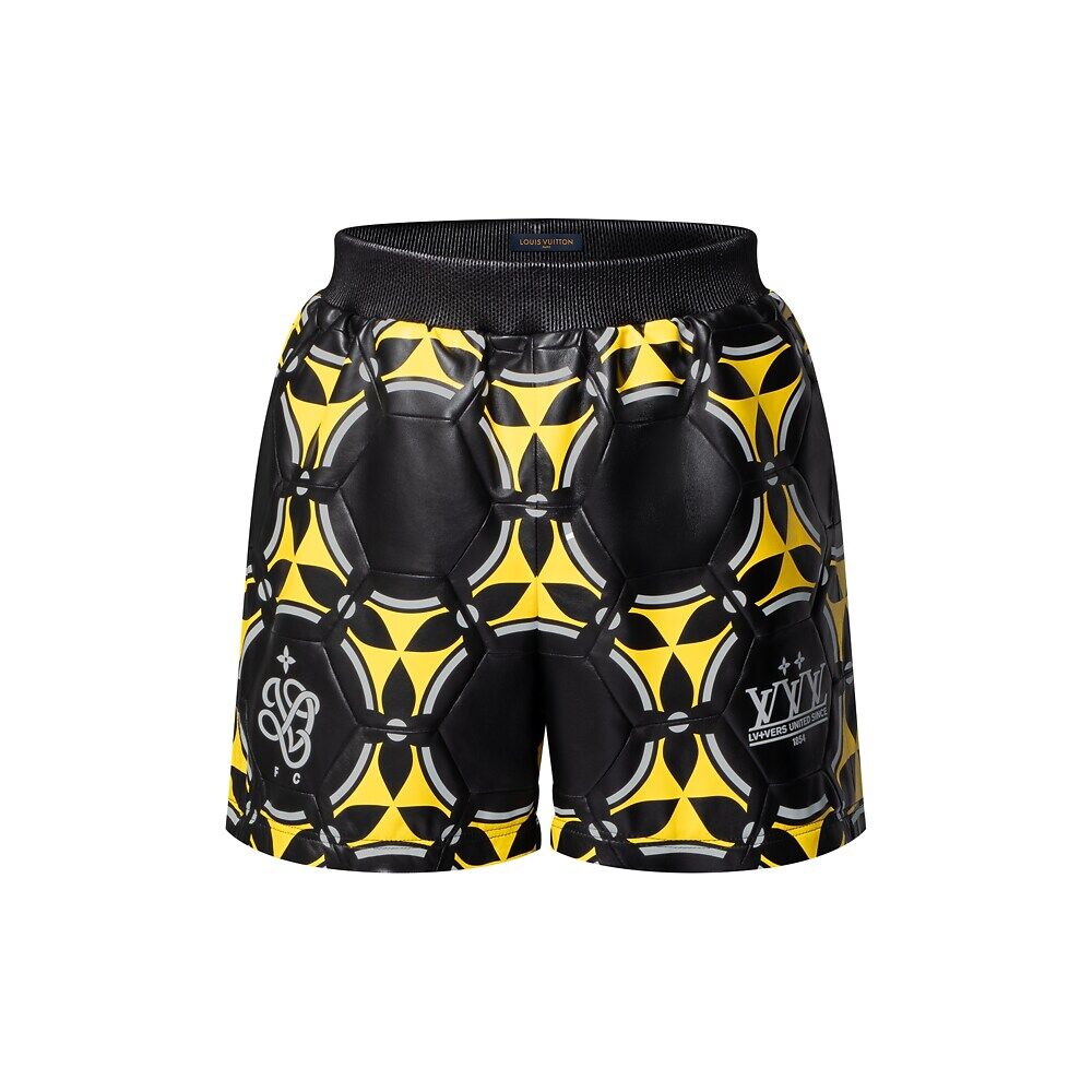 Лоскутные кожаные шорты с футбольным мячом Louis Vuitton, желтый
Лоскутные кожаные шорты с футбольным мячом Louis Vuitton, желтый