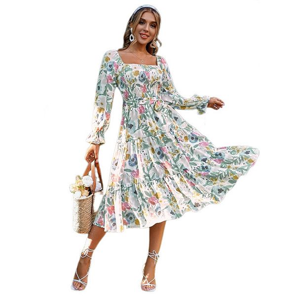 Женское богемное платье миди с длинным рукавом и квадратным вырезом Yesfashion, Green Flower
Женское богемное платье миди с длинным рукавом и квадратным вырезом Yesfashion, Green Flower