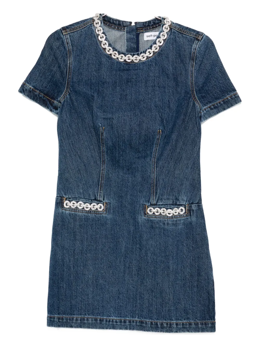 Мини-платье из денима с декорированными карманами Self-Portrait, синий
Мини-платье из денима с декорированными карманами Self-Portrait, синий