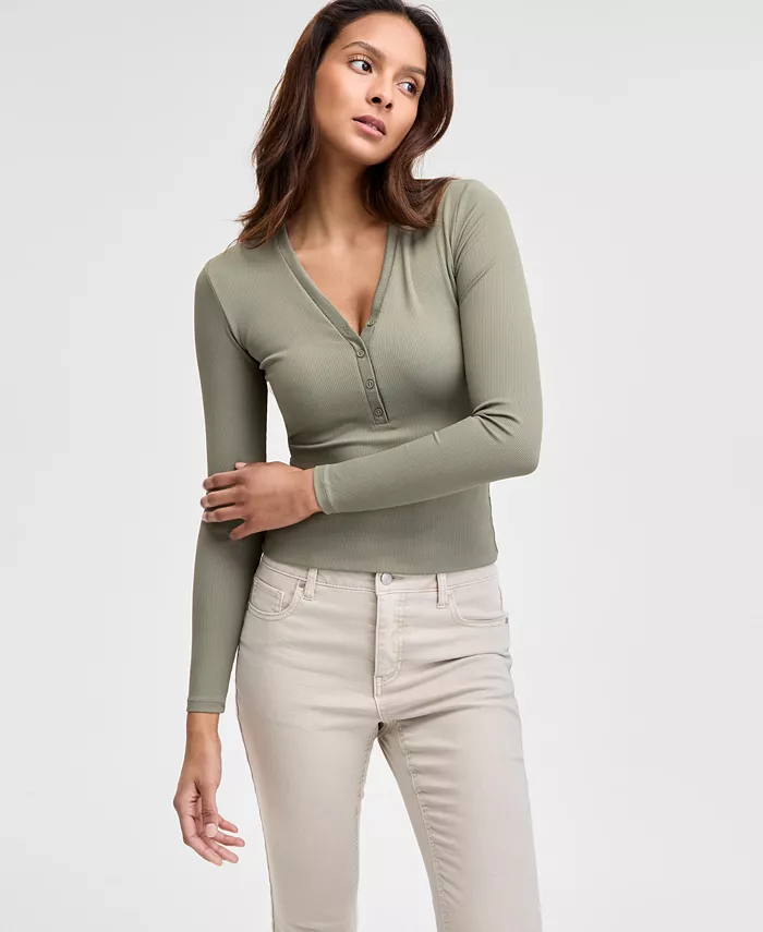 Женская ребристая блузка с длинным рукавом и воротником хенли And Now This, черный
Женская ребристая блузка с длинным рукавом и воротником хенли And Now This, черный