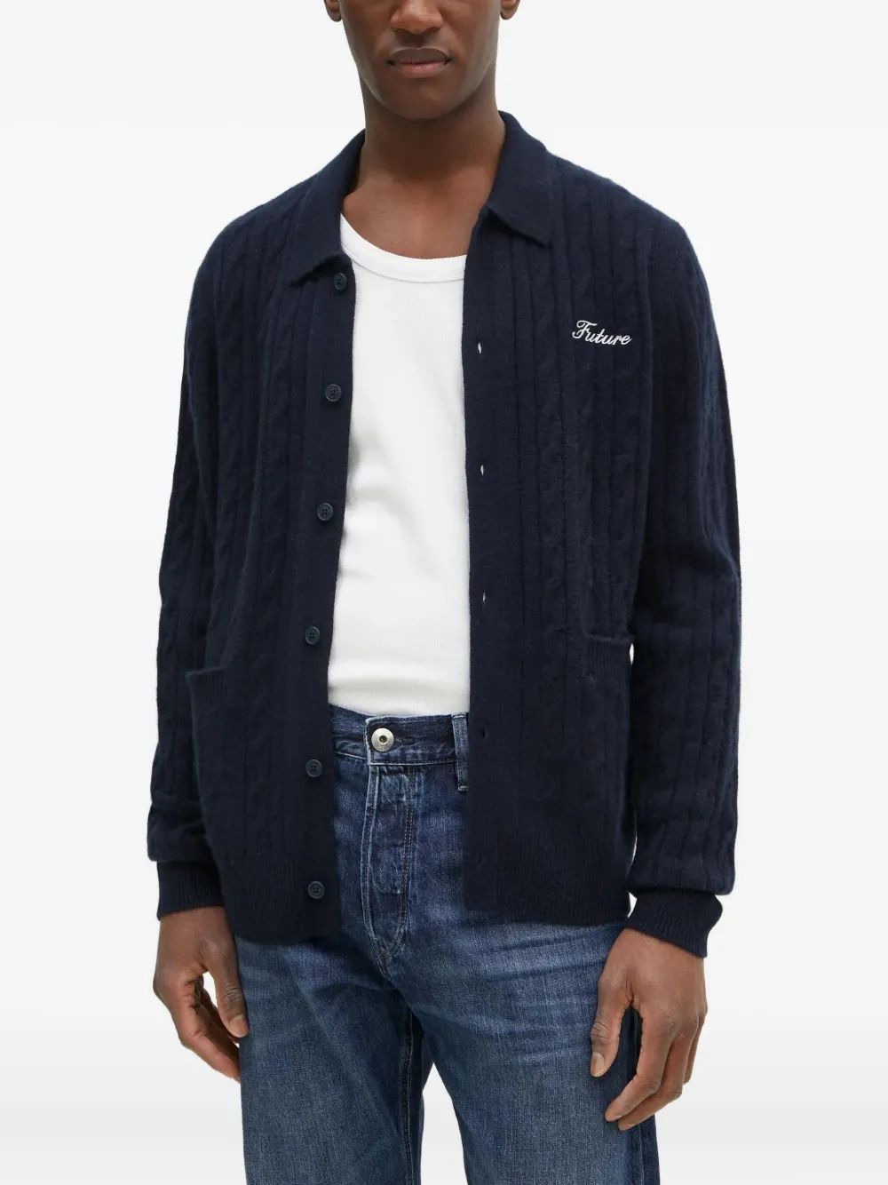 Кашемировый кардиган фактурной вязки From Future, синий
Кашемировый кардиган фактурной вязки From Future, синий