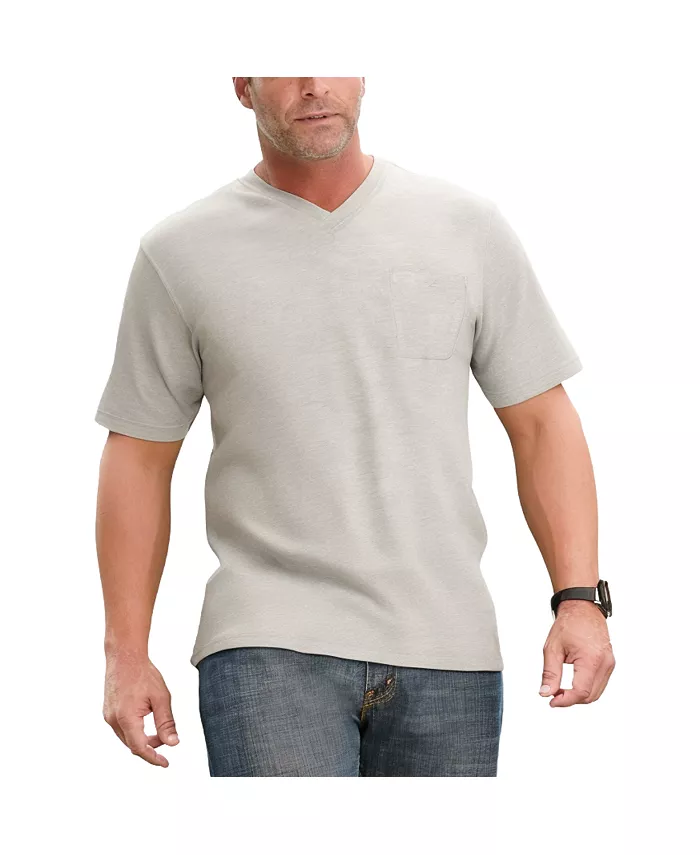 Футболка с V-образным вырезом и карманом Big & Tall, легкая, не садится после стирки KingSize, серый 
Футболка с V-образным вырезом и карманом Big & Tall, легкая, не садится после стирки KingSize, серый