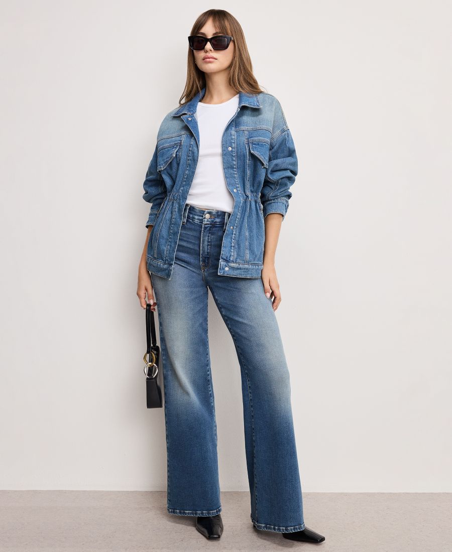 Женская джинсовая куртка с рукавами-бочками, стандартные и большие размеры Good American, Indigo912
Женская джинсовая куртка с рукавами-бочками, стандартные и большие размеры Good American, Indigo912