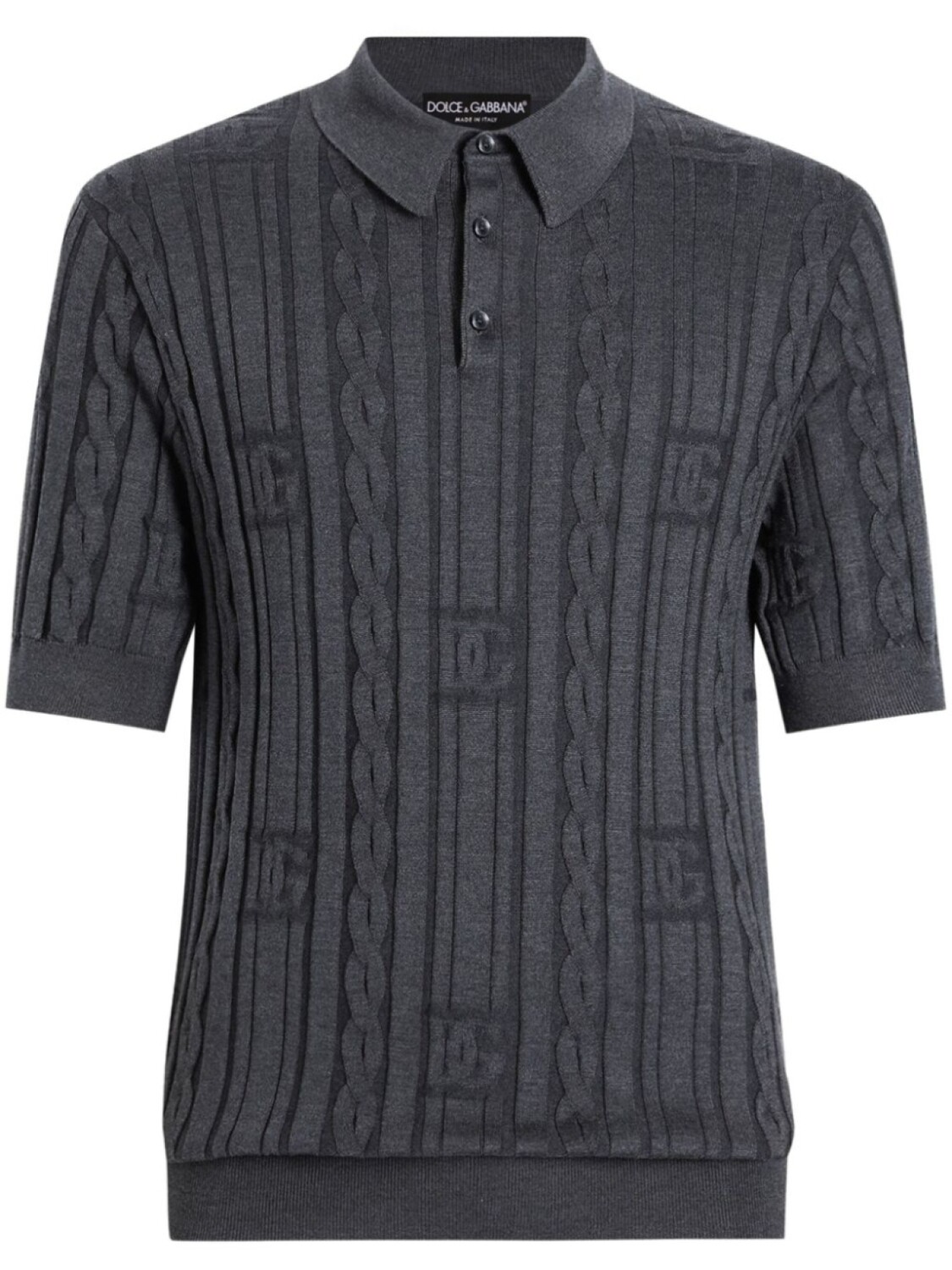 Рубашка-поло Dolce & Gabbana с эффектом косичной вязки, серый
Рубашка-поло Dolce & Gabbana с эффектом косичной вязки, серый