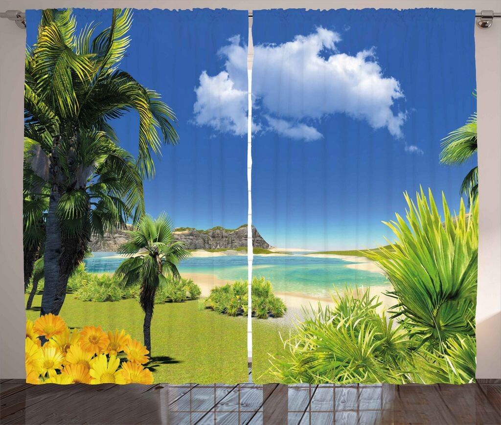 ABAKUHAUS Beach Rustic Curtain, Paradise Palm Island, универсальные ленточные шторы для гостиной с петлями и крючками, 280 x 260 см, разноцветные
ABAKUHAUS Beach Rustic Curtain, Paradise Palm Island, универсальные ленточные шторы для гостиной с петлями и крючками, 280 x 260 см, разноцветные