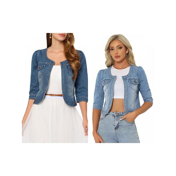 2 упаковки женских джинсовых курток без воротника с рукавом 3/4 Inspire Chic
2 упаковки женских джинсовых курток без воротника с рукавом 3/4 Inspire Chic