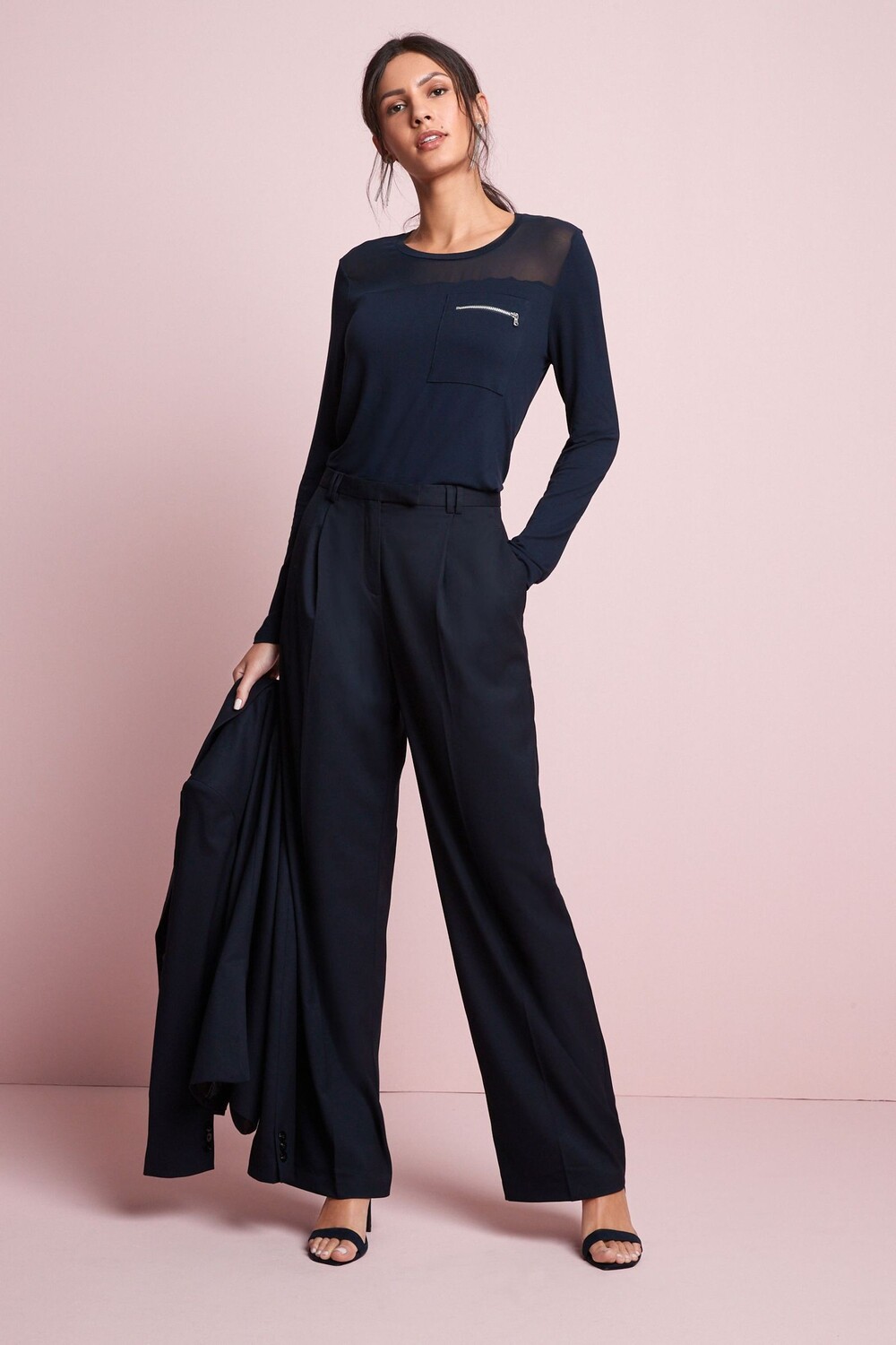 Приталенные брюки широкого кроя Next, синий
Приталенные брюки широкого кроя Next, синий