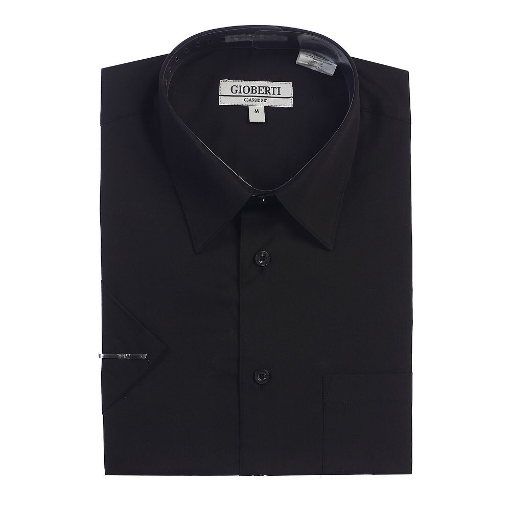 Gioberti Мужская однотонная классическая рубашка с коротким рукавом, черный
Gioberti Мужская однотонная классическая рубашка с коротким рукавом, черный
