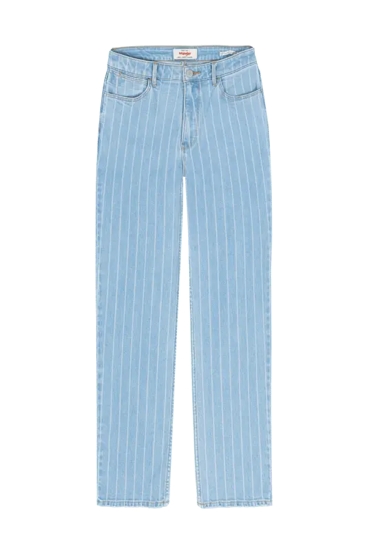Прямые укороченные джинсы в полоску Wrangler, синий 
Прямые укороченные джинсы в полоску Wrangler, синий