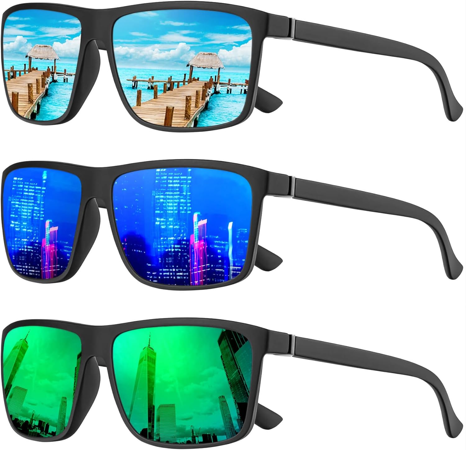 Поляризованные солнцезащитные очки KALIYADI для мужчин и женщин, мужские солнцезащитные очки с защитой от УФ-излучения для вождения, рыбалки, гольфа (3 шт.), (3 Pack) Ice Blue/Green/Dark Blue
Поляризованные солнцезащитные очки KALIYADI для мужчин и женщин, мужские солнцезащитные очки с защитой от УФ-излучения для вождения, рыбалки, гольфа (3 шт.), (3 Pack) Ice Blue/Green/Dark Blue