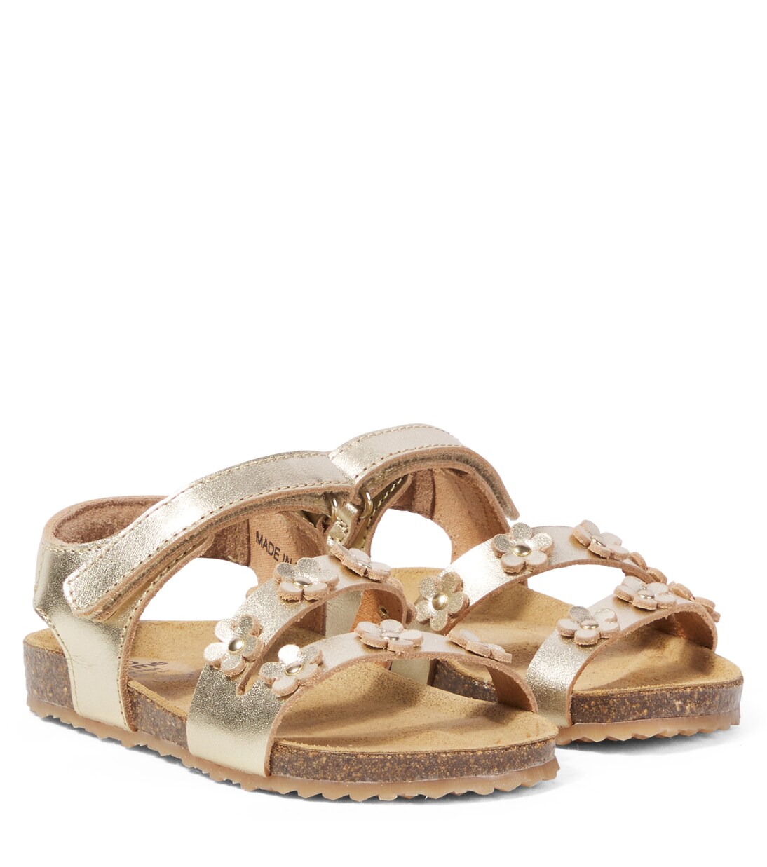 Сандалии из кожи с цветочным принтом и металлическим узором PèPè, Oro
Сандалии из кожи с цветочным принтом и металлическим узором PèPè, Oro