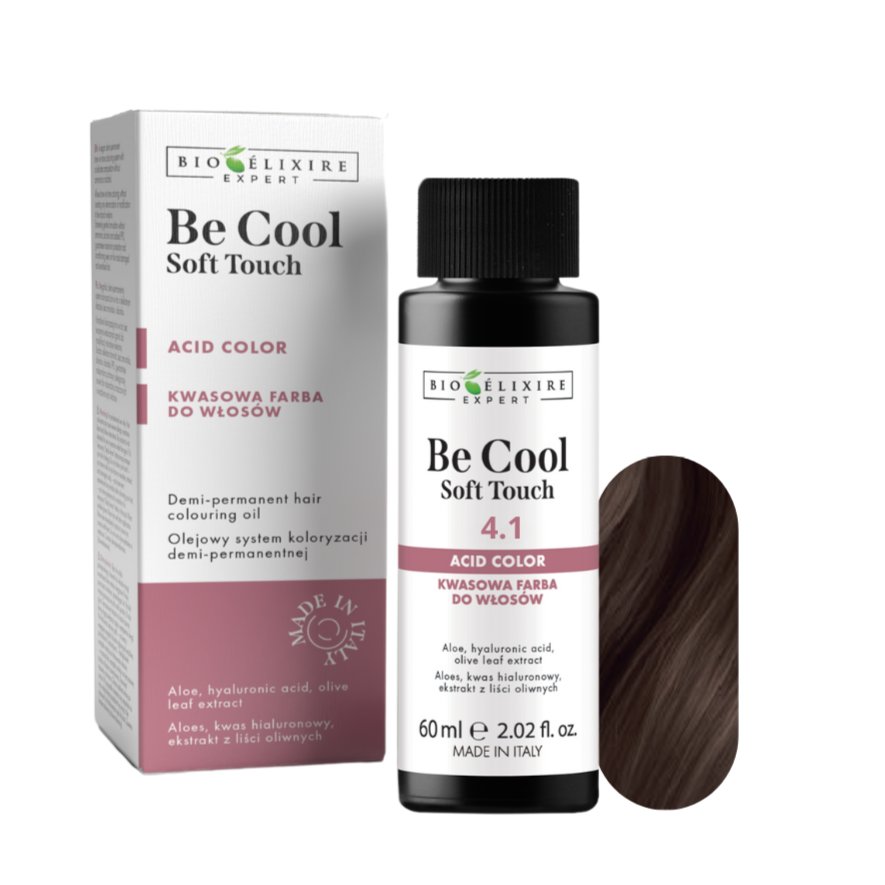 BIOELIXIRE Кислотная краска для волос Be Cool SOFT TOUCH - 4.1 Средне-пепельно-каштановый - 60 мл
BIOELIXIRE Кислотная краска для волос Be Cool SOFT TOUCH - 4.1 Средне-пепельно-каштановый - 60 мл