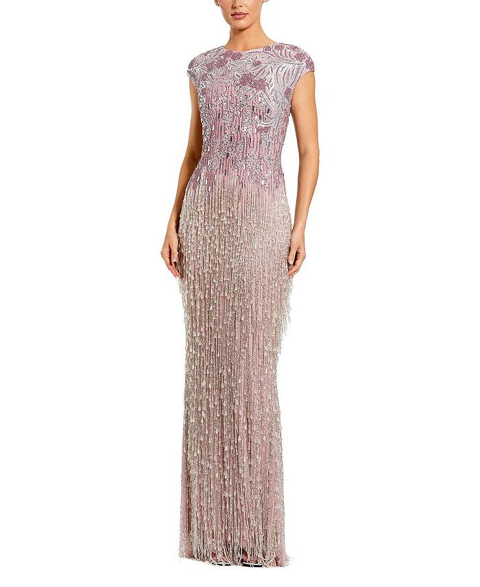 Короткое платье с рукавами-сеткой и бахромой из бисера Mac Duggal, фиолетовый
Короткое платье с рукавами-сеткой и бахромой из бисера Mac Duggal, фиолетовый