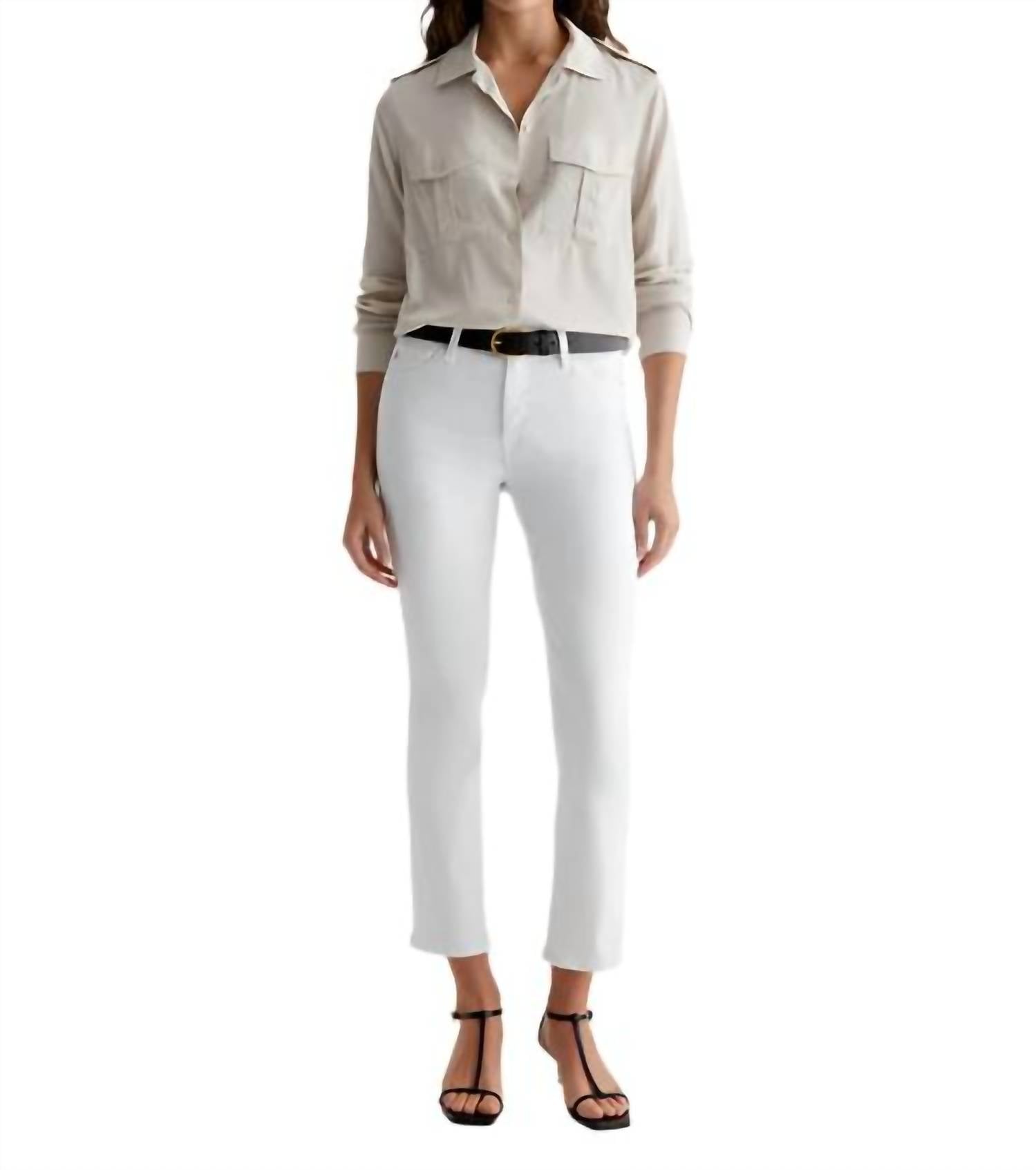 Белые джинсы прямого кроя средней посадки AG Jeans
Белые джинсы прямого кроя средней посадки AG Jeans