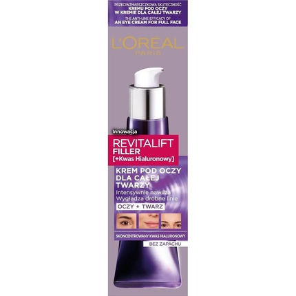 L`Oreal Revitalift Filler крем для контура глаз для всего лица с гиалуроновой кислотой 30мл L'Oréal Paris
L`Oreal Revitalift Filler крем для контура глаз для всего лица с гиалуроновой кислотой 30мл L'Oréal Paris