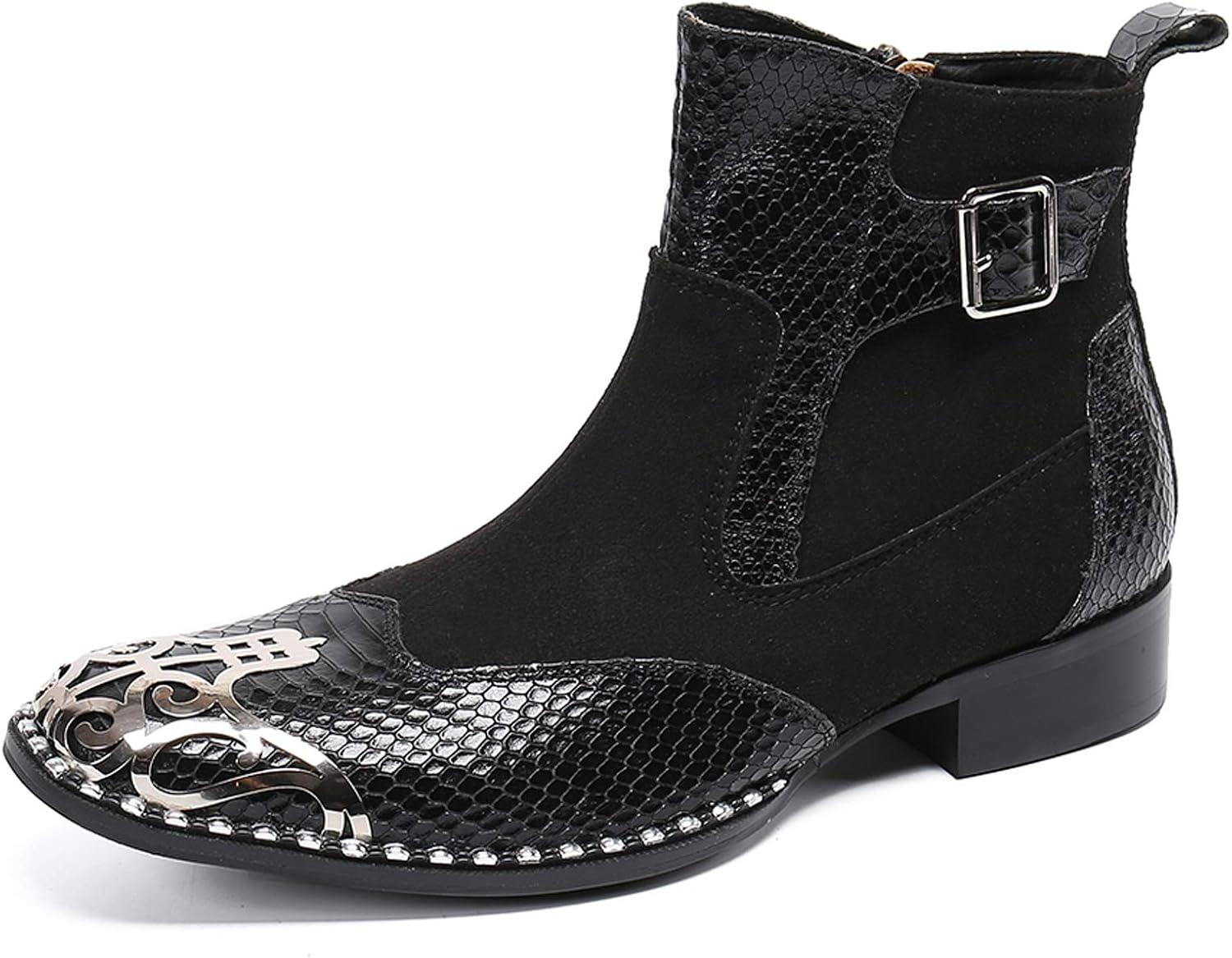 Мужские ботинки челси Santimon из кожи с металлическим наконечником, пряжкой и молнией, в стиле вестерн, черный
Мужские ботинки челси Santimon из кожи с металлическим наконечником, пряжкой и молнией, в стиле вестерн, черный